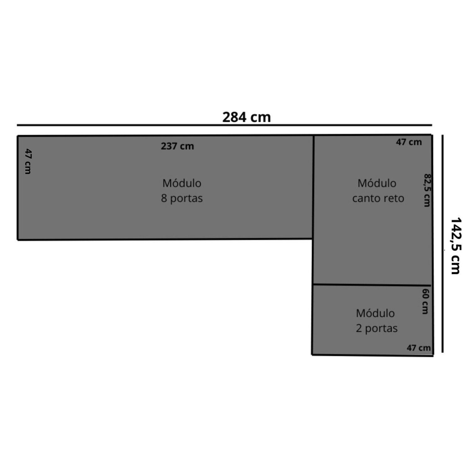 Guarda-roupa Modulado de Canto 11 Portas e 4 Gavetas Paris - 8