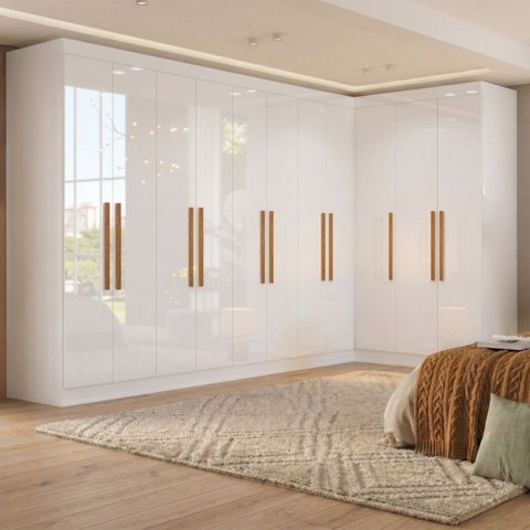 Guarda-roupa Modulado de Canto 11 Portas e 4 Gavetas Paris