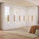 Ver imagem 1 de Guarda-Roupa Modulado de Canto 11 Portas e 4 Gavetas Paris Branco