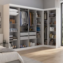 Guarda-roupa Modulado de Canto 11 Portas e 4 Gavetas Paris - 11