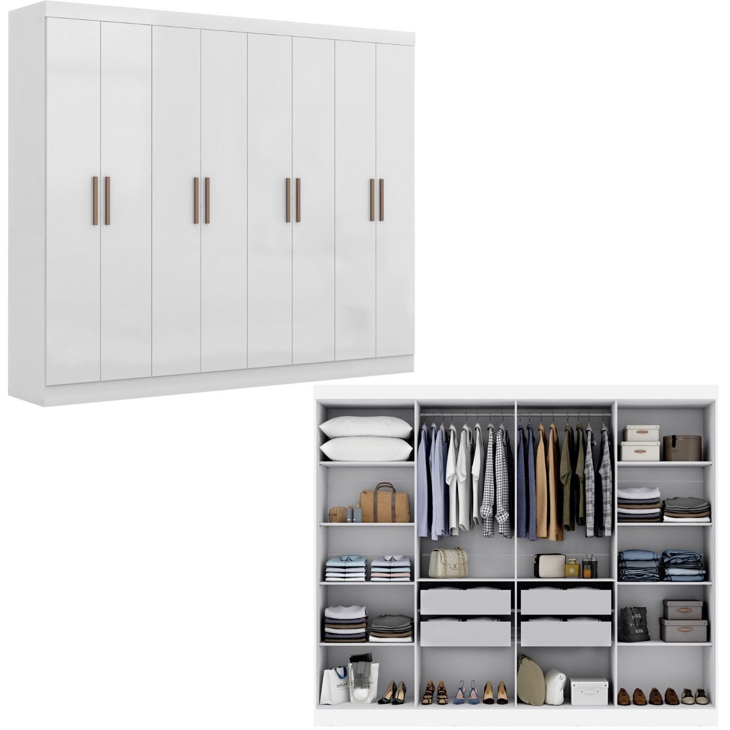 Guarda-roupa Modulado de Canto 11 Portas e 4 Gavetas Paris - 7