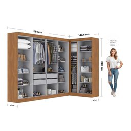 Guarda-roupa Modulado de Canto 11 Portas e 4 Gavetas Paris - 3