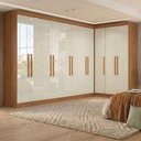 Ver imagem 1 de Guarda-Roupa Modulado de Canto 11 Portas e 4 Gavetas Paris Off White/Cinamomo