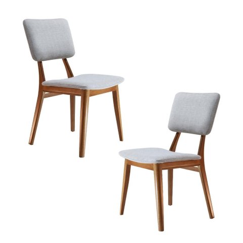 Conjunto de 2 Cadeiras Liza - Madeira Maciça e Encosto Estofado - Távoli Decor