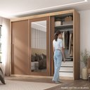 Ver imagem 6 de Guarda-Roupa Casal 3 Portas de Correr e 6 Gavetas Spazio Yescasa Marrom/Capuccino/Terracota