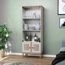 Ver imagem 1 de Cristaleira 4 Portas Trama 70x180x37 cm Bege/Mel/Off White