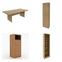 Ver imagem 2 de Conjunto 11 Peças com Mesa para Reunião 6 Lugares 7 Armários 2 Gaveteiros e Estante Amendoa Marrom