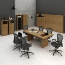 Ver imagem 1 de Conjunto 11 Peças com Mesa para Reunião 6 Lugares 7 Armários 2 Gaveteiros e Estante Amendoa Marrom