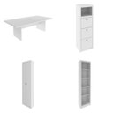 Ver imagem 2 de Conjunto 11 Peças com Mesa para Reunião 6 Lugares 7 Armários 2 Gaveteiros e Estante Branco