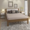 Ver imagem 1 de Conjunto Cama Casal com 2 Mesas de Cabeceira Marrom/Branco/Amêndoa