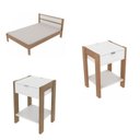 Ver imagem 2 de Conjunto Cama Casal com 2 Mesas de Cabeceira Marrom/Branco/Amêndoa