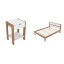 Ver imagem 4 de Conjunto Cama Casal com 2 Mesas de Cabeceira Marrom/Branco/Amêndoa