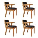 Ver imagem 1 de Kit 4 Poltronas Decorativas Floripa Madeira Maciça Estofada Preto/Marrom