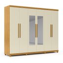 Ver imagem 3 de Guarda-Roupa Casal 6 Portas com Espelho com Pés Absolut New 100% MDF Marrom/Marrome/Off White