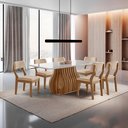 Ver imagem 2 de Sala de Jantar Mesa Salvador 1,80m e 6 Cadeiras Salvador Bege