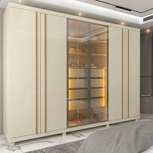 Guarda-roupas Casal 6 Portas com Pés e Led Absolut New Reflecta 100% Mdf