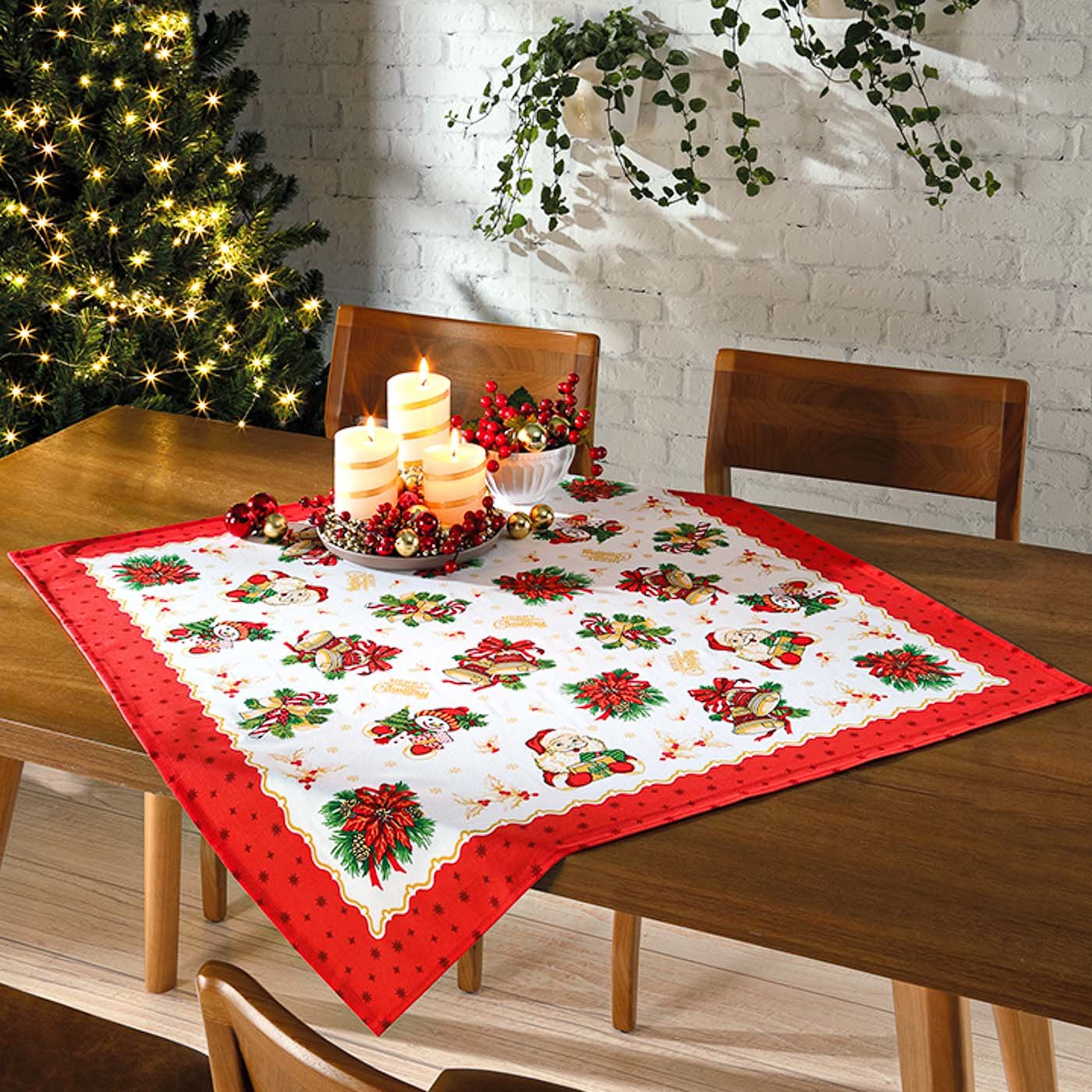 Toalha Centro Mesa Quadrada Athenas Dohler 78x78cm Natal 111 - 2