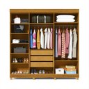 Ver imagem 2 de Guarda-Roupa Casal com Sapateira 5 Portas 1 Porta Espelhada Diamante 100% MDF Marrom/Marrome/Off White