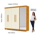Ver imagem 5 de Guarda-Roupa Casal com Sapateira 5 Portas 1 Porta Espelhada Diamante 100% MDF Marrom/Marrome/Off White