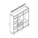 Ver imagem 4 de Guarda-Roupa Casal com Sapateira 5 Portas 1 Porta Espelhada Diamante 100% MDF Marrom/Marrome/Off White