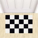 Ver imagem 1 de Tapete Capacho Vinil Tabuleiro de Xadrez Decorativo 60x40cm.:preto