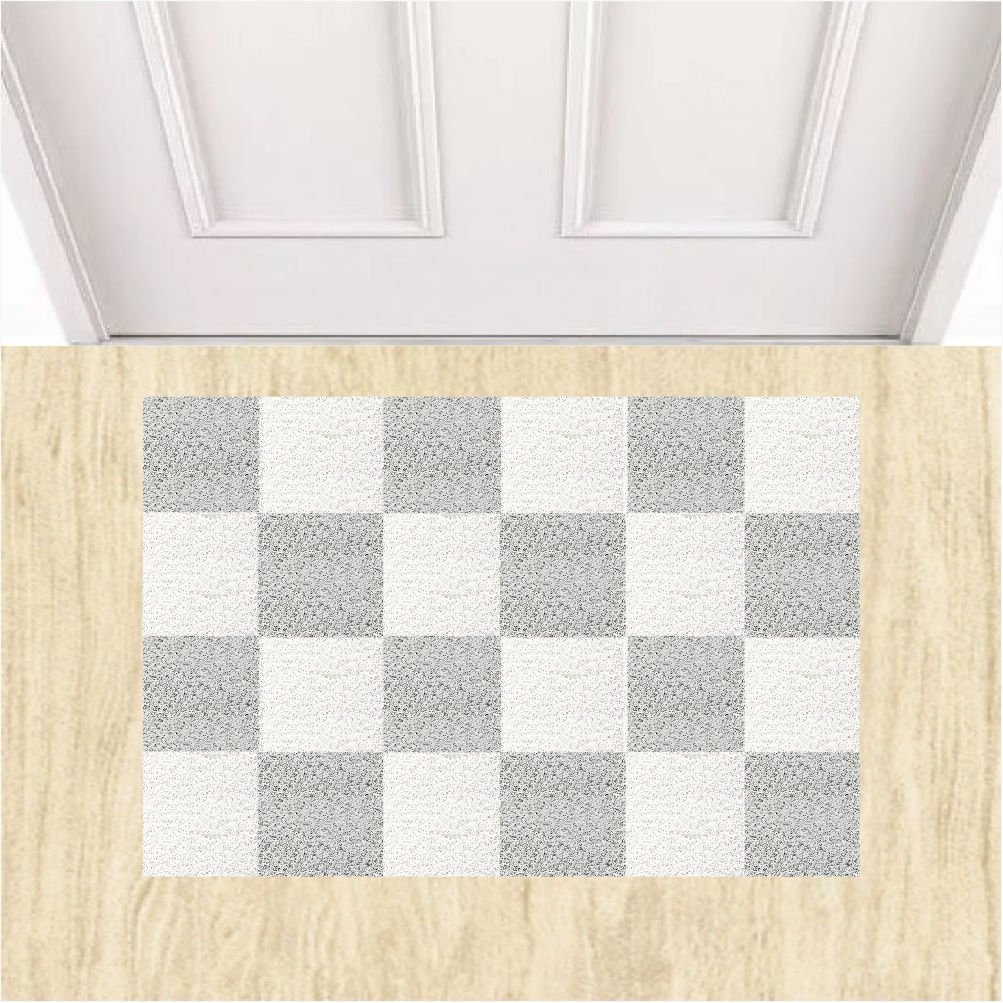 Tapete Capacho Vinil Tabuleiro de Xadrez Decorativo 60x40cm.:preto - 3
