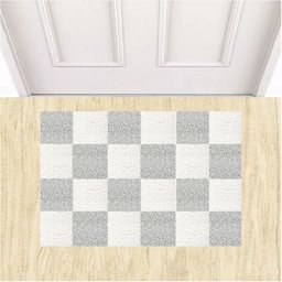 Tapete Capacho Vinil Tabuleiro de Xadrez Decorativo 60x40cm.:preto - 3