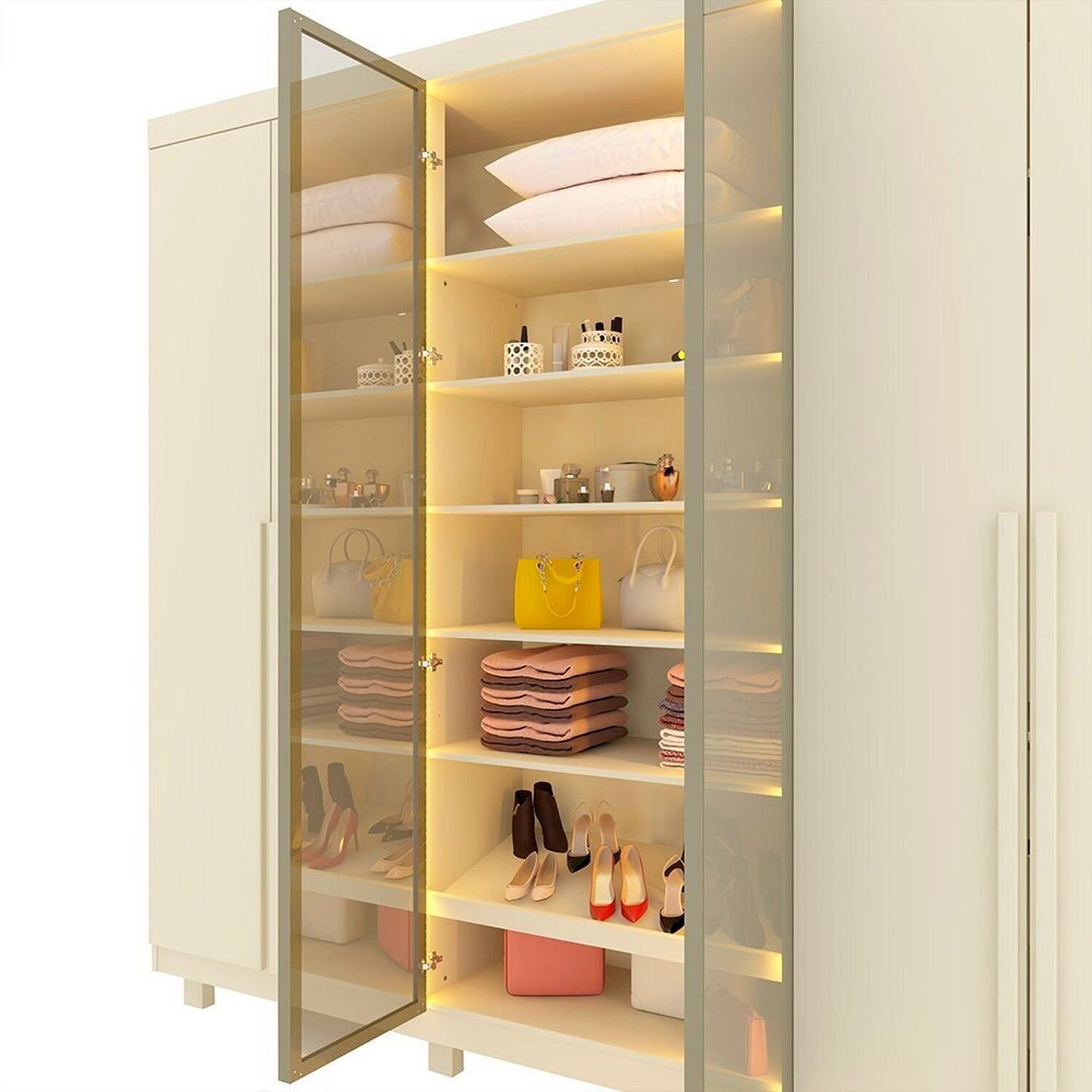 Guarda-roupa Casal 6 Portas com Pés com Led Imperatriz Reflecta 100% Mdf - 9