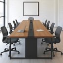 Ver imagem 2 de Mesa de Reunião Retangular Moderno MDP 360cm Noce Preto Casah
