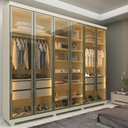 Ver imagem 1 de Guarda-Roupa Casal 6 Portas, com 6 Portas Reflecta com Pés com LED Imperatriz 100% MDF Yescasa Off White