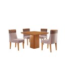Ver imagem 2 de Mesa de Jantar Eloise 90cm Tampo Mdf Laminado 4 Cadeiras Moderna Linho Capuccino Tork Naturale