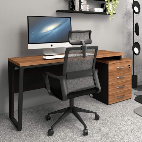 Mesa Industrial Executiva Gav 1,50m a 1,72m Nog Pés Metal F5