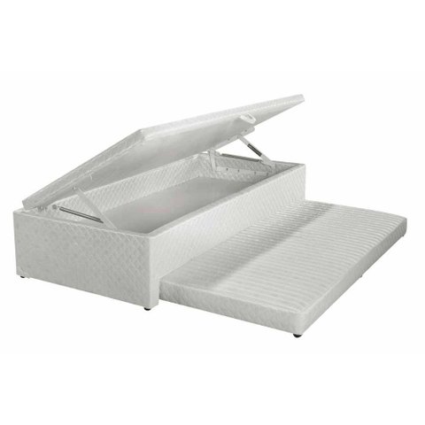 Cama Box Baú c/Auxiliar Universal Solteiro MH1444 Milano Jacquard White (88x188x43) - Herval