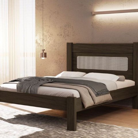 Cama Casal para Quarto 100% MDF 145x117x199cm Marrom/Chocolate