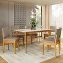 Ver imagem 1 de Conjunto Sala de Jantar Siera 6 Lugares Retangular Madeira Maciça Miami Natural/Cerejeira/Camurça