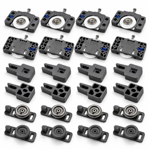 Kit 8 Roldanas Guias 26mm e Travas Nylon Fibra de Vidro DT77 de Toni Porta de Correr Móveis