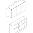 Ver imagem 3 de Armário para Cozinha 3 Portas 120x64x32cm Rebeca Marrom/Mel