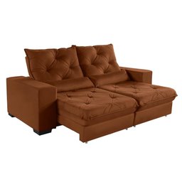 Sofá Retrátil e Reclinável 1,80m Molas Ensacadas Suede Isis Castor Sofá Casa - 1
