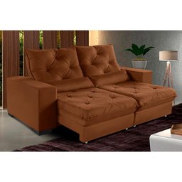Sofá Retrátil e Reclinável 1,80m Molas Ensacadas Suede Isis Castor Sofá Casa - 3