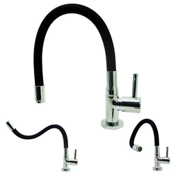 TORNEIRA FLEXÍVEL DE METAL MESA COZINHA COR PRETA - 3