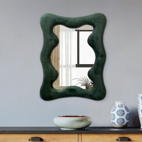 Espelho Decorativo Londres Veludo 67x90cm Verde Escuro