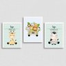 Kit 3 Quadros Tema Safari Infantil Seja Feliz 33x24cm:Madeira preta - 1