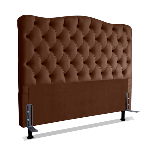 Cabeceira para Cama Box Solteiro 0,9 m Realeza:Suede Marrom