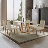 Conjunto Sala de Jantar Mesa Florença Madeira Maciça 160x90cm Tampo Retângular Vidro Off White com 6 - 1