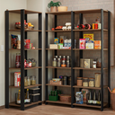 Ver imagem 1 de Armário Estante Multiuso Organizador Despensa de Canto 15 Prateleiras 177cm Rustic/Preto Madesa