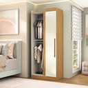 Ver imagem 1 de Guarda-Roupa Canto Reto 2 Portas Paris Off White/Cinamomo