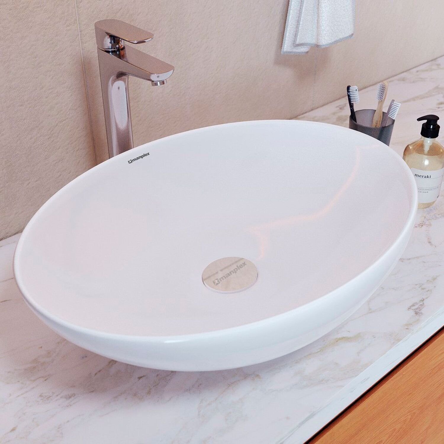 Cuba de Apoio para Banheiro/lavabo Cerâmica Redonda 41 Cm Manplex - 1