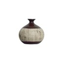 Ver imagem 3 de Vaso Pequeno Decorativo de Cerâmica para Mesa Maia Marrom e Palha 14x15 cm