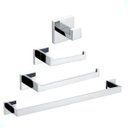 Ver imagem 1 de Kit Acessórios para Banheiro Aço Inox Acabamento Quadrado Cromado 4 Peças