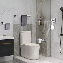 Kit Acessórios para Banheiro Aço Inox Acabamento Quadrado Cromado 4 Peças - 4